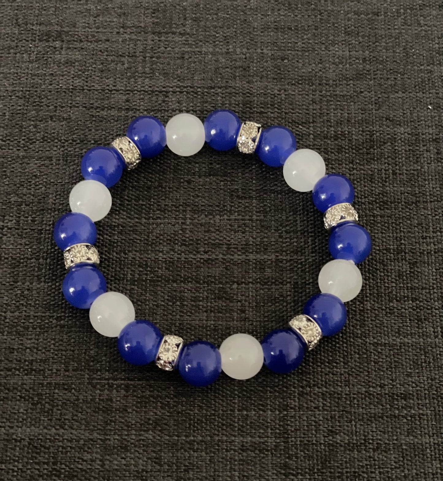 Blue, White and Silver Bling Bracelet