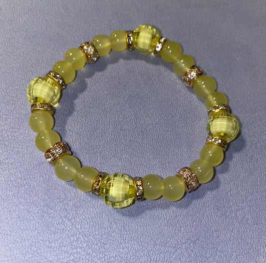 Yellow Bracelet with Gold Bling Spacers