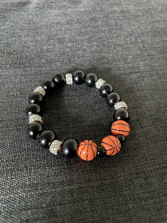 Black and Silver Bling Basketball Bracelet