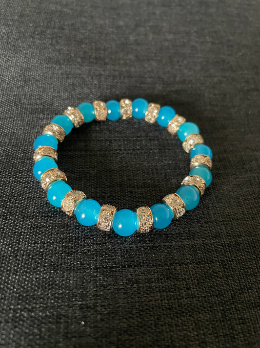 Aqua bracelet with Gold Bling Spacers